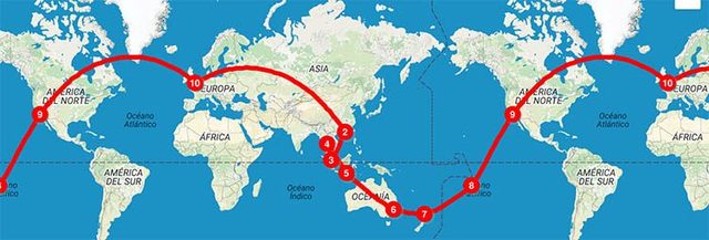 Viaje al mundo en 222 días, por Thomas Cook.