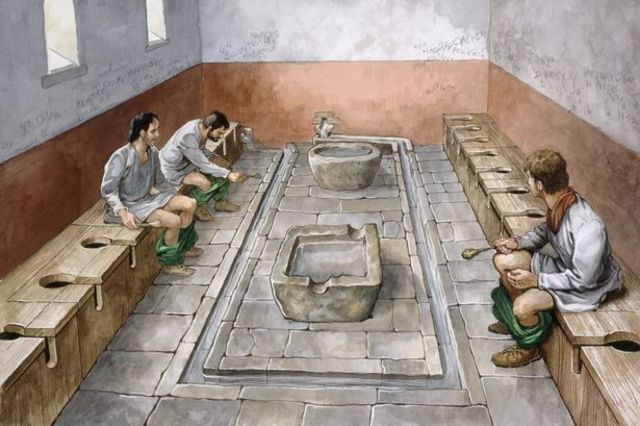 4. The water system and the latrine system In the Roman Empire that were provided with the support of the Roman aqueducts for sanitation that helped prevent foul smells, build up of sewage and waste and sewage/waste pollution on water and land.
