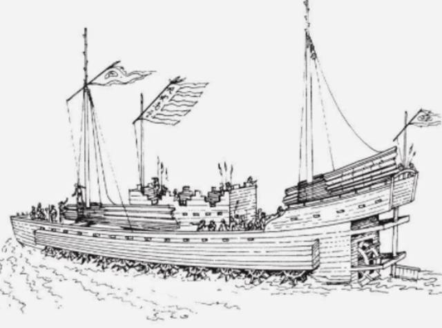 Paddle wheel-powered boat