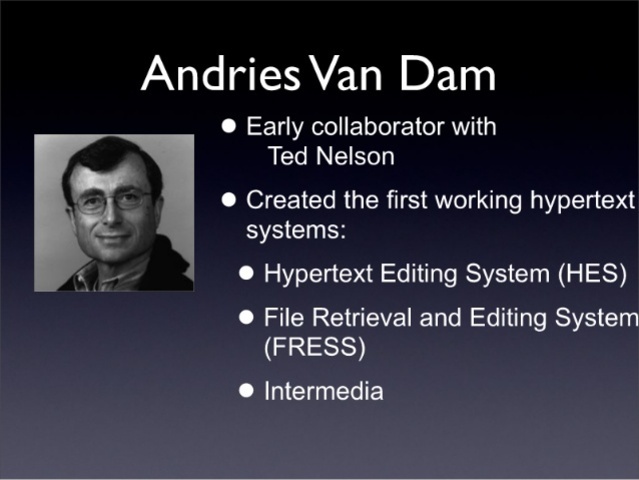 HES (Hypertext Editing System) Primer sistema de hipertexto Andries Van Dam 1967