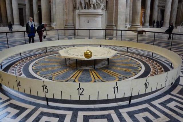 Utilizando un péndulo se demuestra la rotación de la Tierra.