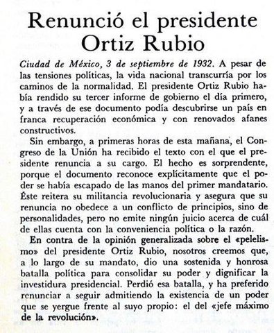 Pascual Ortíz Rubio renuncia a la presidencia [Político]