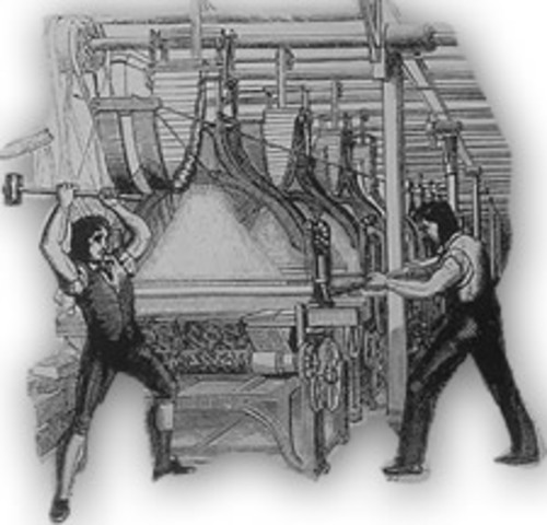 Destrucción de maquinaria textil en Alcoy