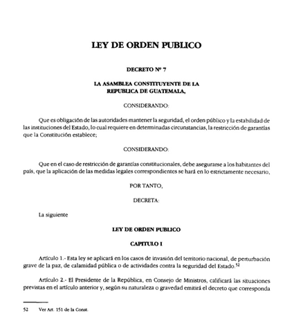 Ley de Orden Público, Decreto No. 7