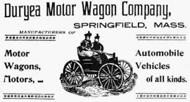 The Duryea brothers start the first American car manufacturing company in Springfield, Massachusetts. It was called Motor Wagons.