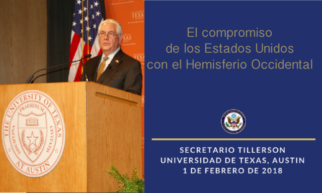 Tillerson antes de girar. En la Universidad de Austin (Texas): o por la malas o por las malas...
