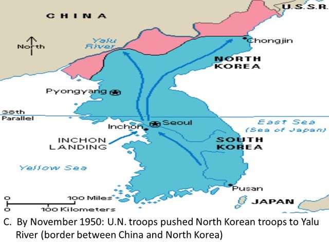 un forces push korea too the yalu river