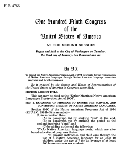 Language Revitalization Act