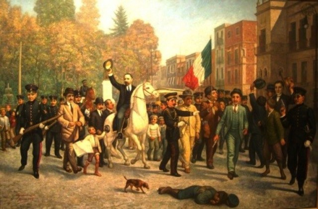 Madero hace su entrada triunfal en la ciudad de México.