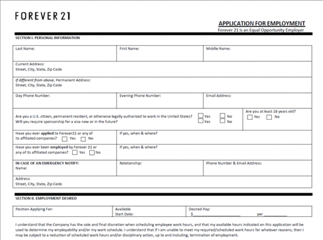 fill out aplications for jobs