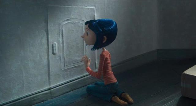 1.When Coraline finds the door to the other world