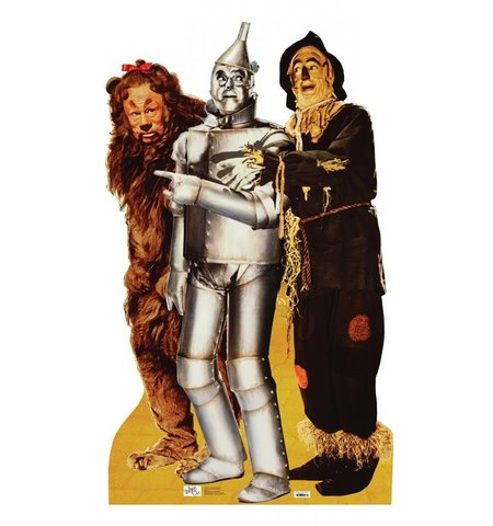 The Scarecrow, Tin can man and Lion receive their gifts