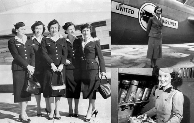 Ellen Church primera azafata de la historia, en un vuelo entre Oakland y Chicago (United Airlines)