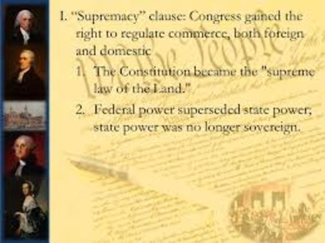 1789 - THE CONSTITUTION BECAME SUPREME LAW OF THE LAND