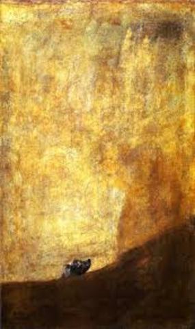 Pinturas Negras. Perro semihundido