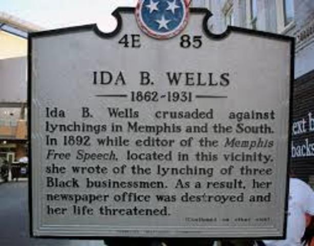 Ida B. Wells began her anti lynching campaign