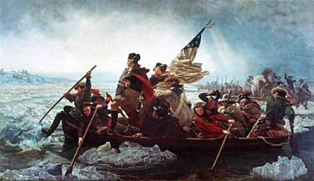 Washington and His Troops Cross the Delaware