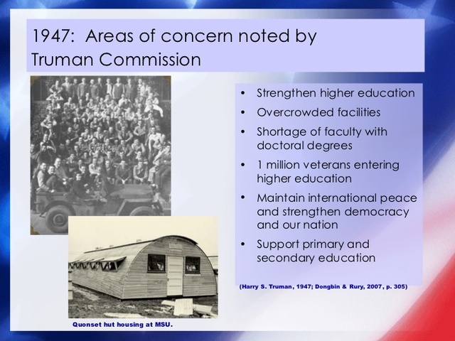 The Truman Commission Report garners more community colleges.