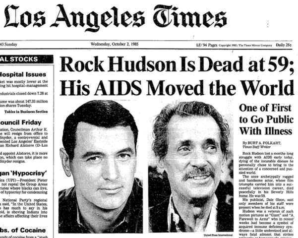 Rock Hudson dies of AIDS-related illness
