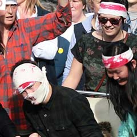 8000 people marched from the Octagon to Dunedin Hospital to protest