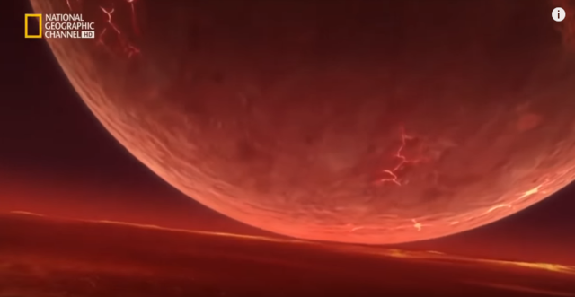 El choque de Theia con la tierra.