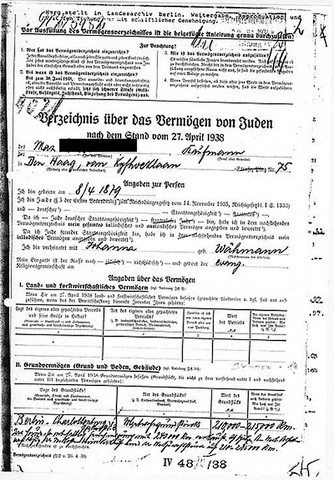 Mandatory registration of all property held by Jews inside the Reich