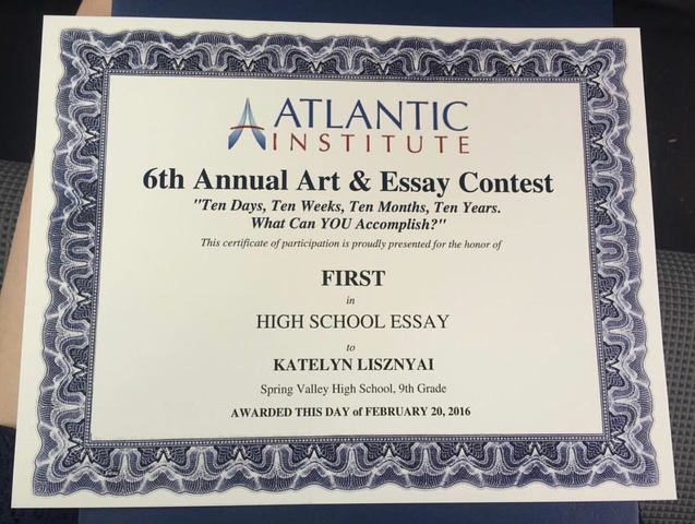 Atlantic Institute Essay Contest Winner