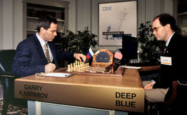 Deep Blue defeats Garry Kasparov at chess