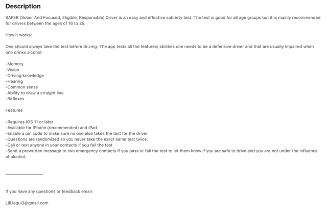 Wrote app description for the app store