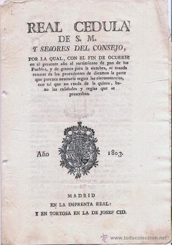 La Cédula real de 1803