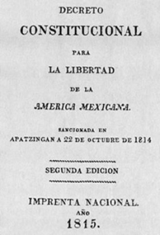 Promulgación  la llamada Constitución de Apatzingán.