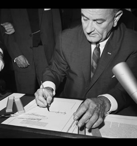 President Johnson signs the Civil Rights Act of 1964