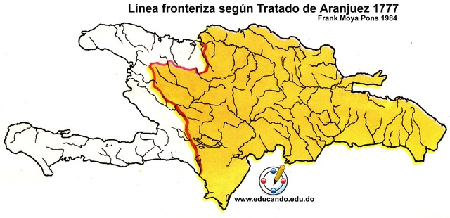 Tratado de Aranjuez. Primera frontera de América. Los gobernadores de Santo Domingo don Joaquín García y de Port-au-Prince Brigadier Jacinto Luis acuerdan delimitar el territorio con 250 pirámides .