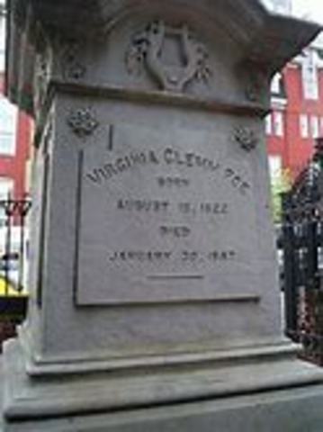 Poe's wife virginia dies of tuberculosis at their home in the bronx