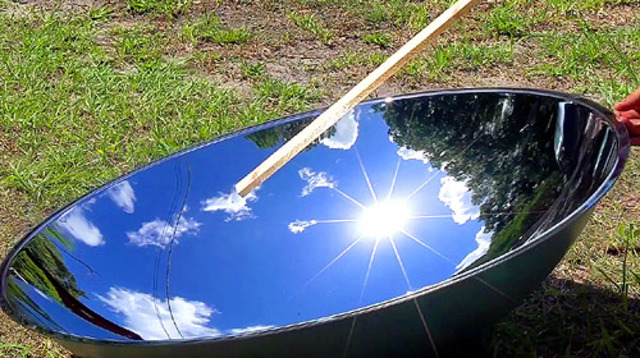 The flame was first lit in Olympia, Greece using a parabolic mirror.