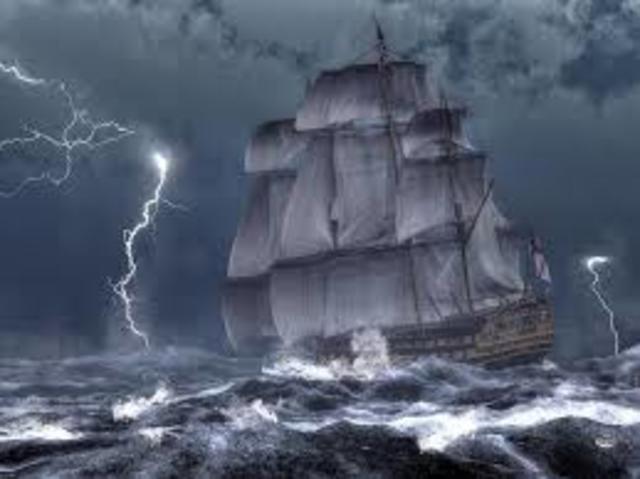 Mayflower in the Atlantic Ocean