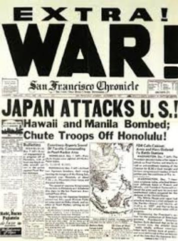 Germany declares war on the US, the US declares war on Japan and Germany