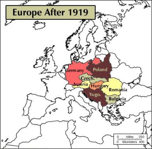 What new countries were created at the end of WWI?