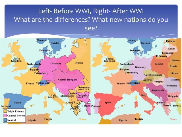 What new countries were created at the end of WWI?