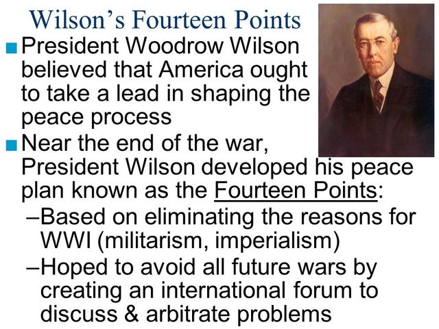 woodrow wilson delivered his 14 points to eliminate the causes of war