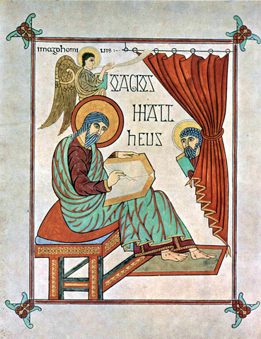 Early Medieval- Saint Matthew, folio 25 verso of the Lindisfarne Gospels