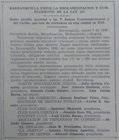 Barranquilla exige auxilio nacional los V Juegos Centroamericanos y del Caribe