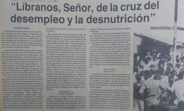En Viernes Santos personas de barrios marginados de Barranquilla manifiestan su descontento con desempleo y desnutrición
