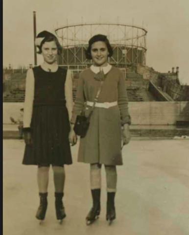 Anne and her sister Margot at the beach in Amsterdam