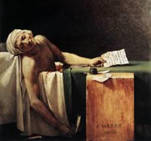 Marat acuchillado en su bañera por Charlotte Corday
