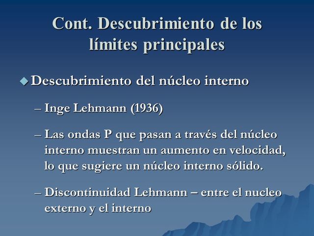 DESCUBRIMIENTO DEL NÚCLEO INTERNO DE LA TIERRA