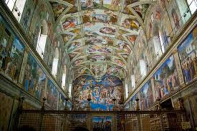 The Sistine Chapel ceiling was panted