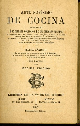 Se publicaron numerosos libros de cocina con tendencia europea como: El cocinero mexicano en Francia, "El arte novísimo de cocinar" y el "Manual de la cocina francesa", que revolucionaron la cocina familiar de la clase media