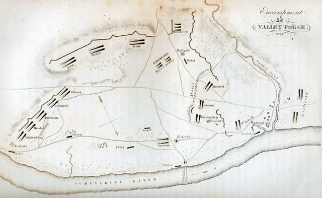 Continental army wintering at Valley Forge