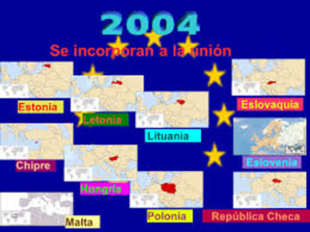 entrada de Eslovaquia, Eslovenia, Estonia, Hungría, Letonia, Lituania, Polonia y la República Checa.